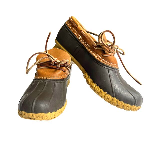 L.L. Bean Bean Boots Duck Shoes Women’s 7.5 Brown Leather Moc VINTAGE - Picture 1 of 11